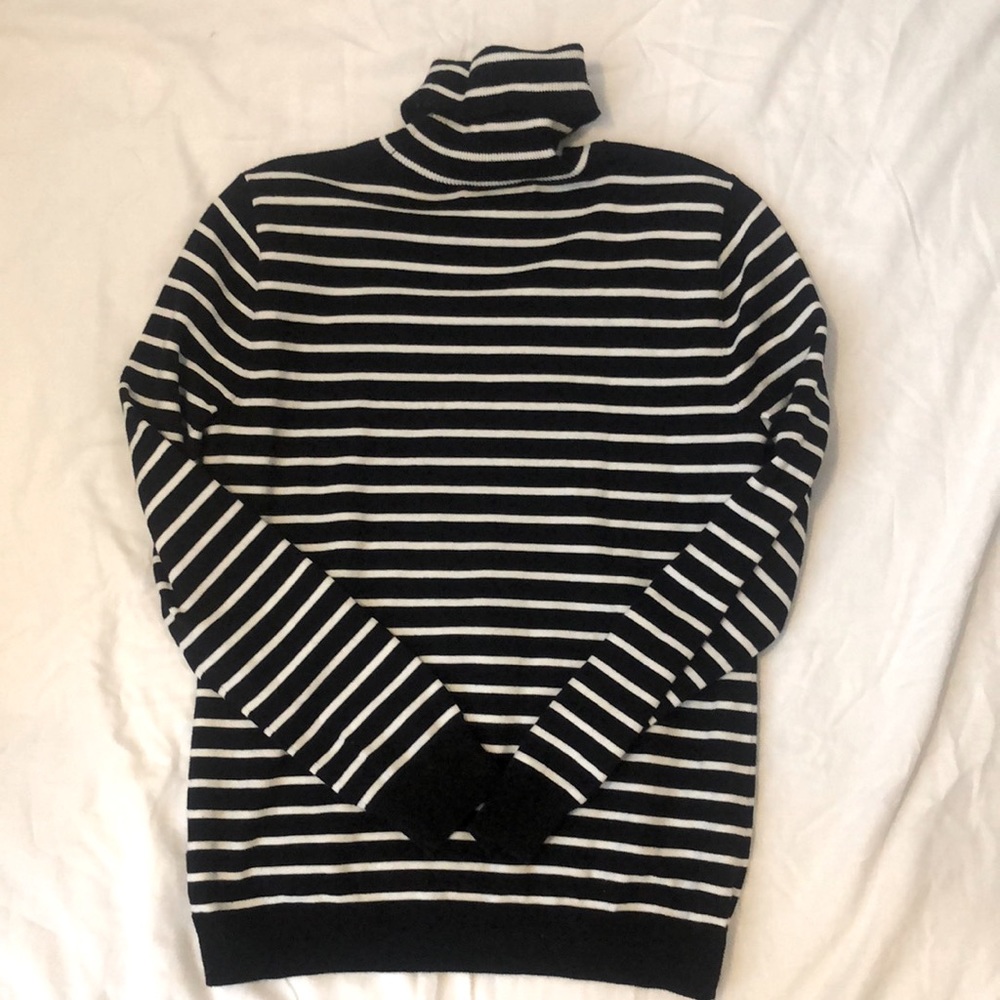 Ralph Lauren Black and White Striped Turtle Neck